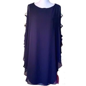 Xscape Navy Formal Sheath Dress with Overlay